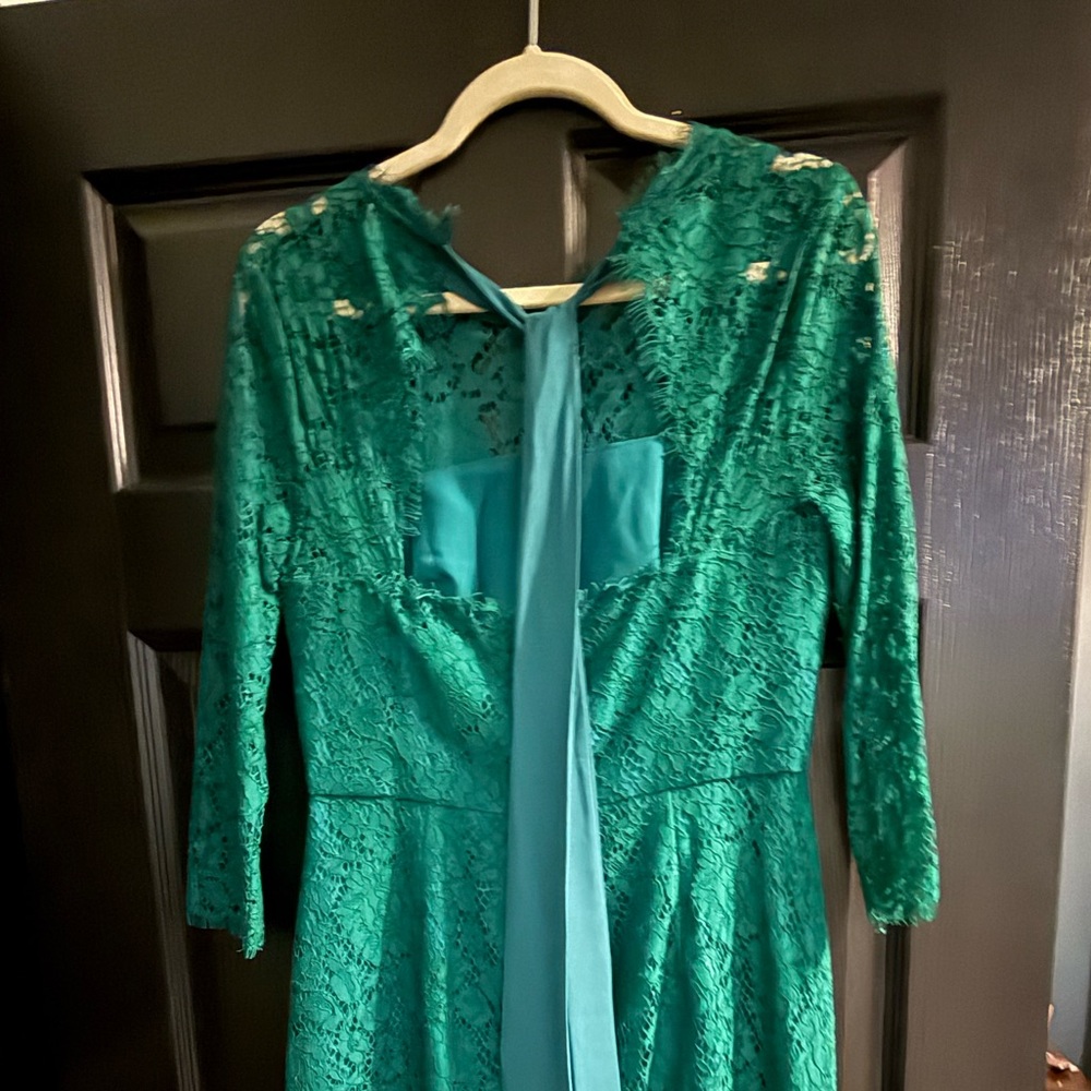 J. Crew Teal Lace Long Sleeve Dress